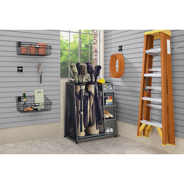 Suncast golf bag garage best sale organizer rack